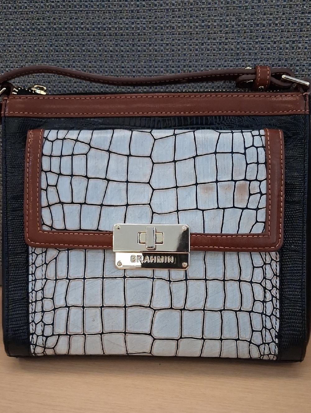 Brahmin Manhattan Crossbody - Black, Gray & Brown